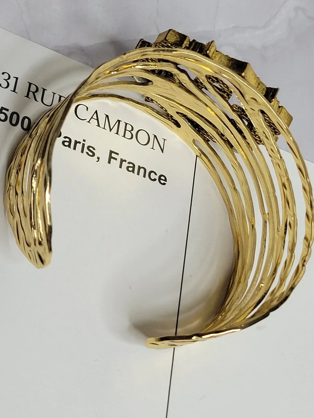 Gold Aurora Borealis Crystal GG LOGO  Statement Bracelet